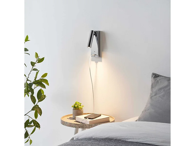 Applique LED liseuse chromée port USB et variateur intégrée  - Tofino