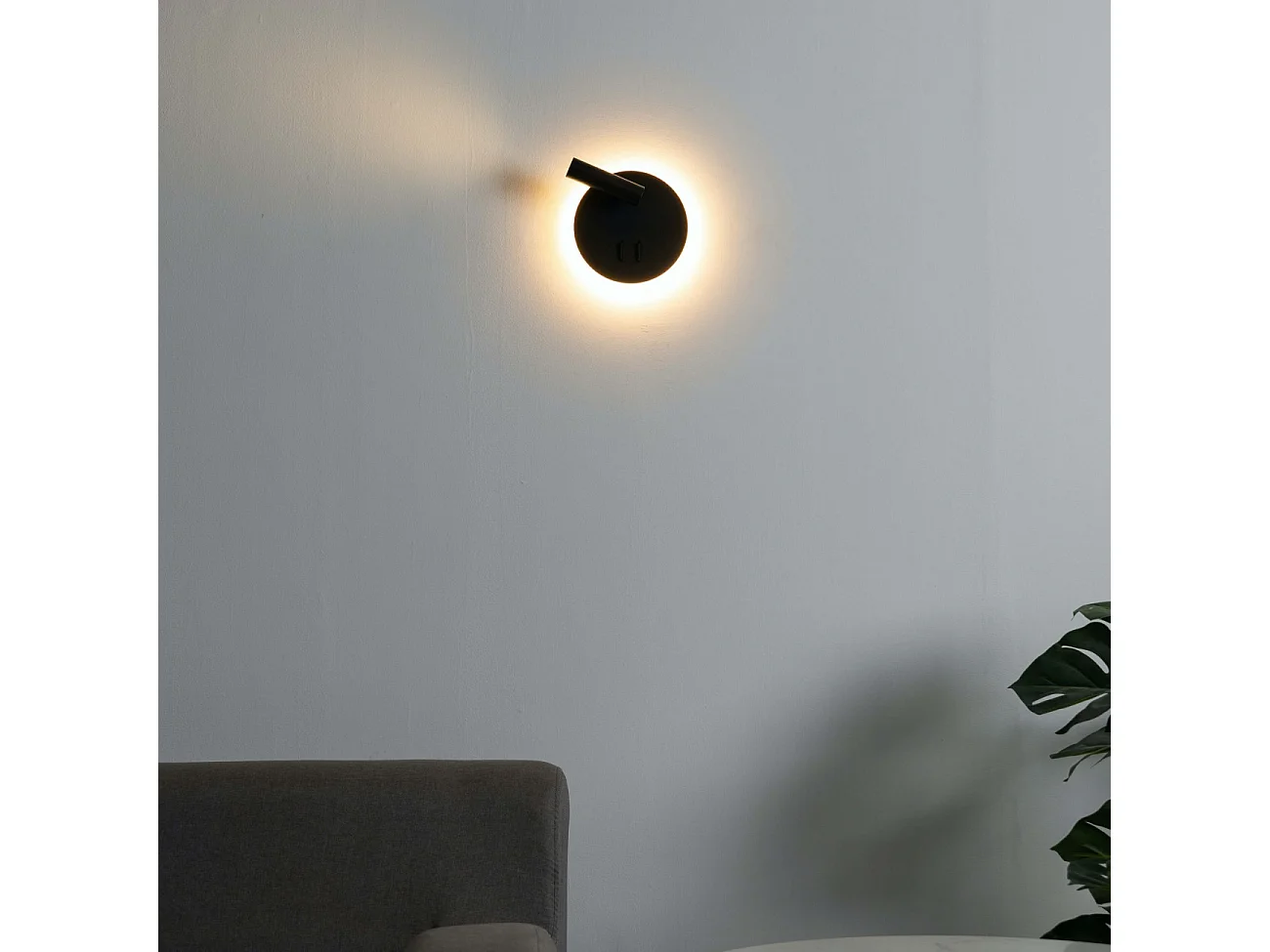 Liseuse tendance double LED et interrupteur - noir - Bilbao