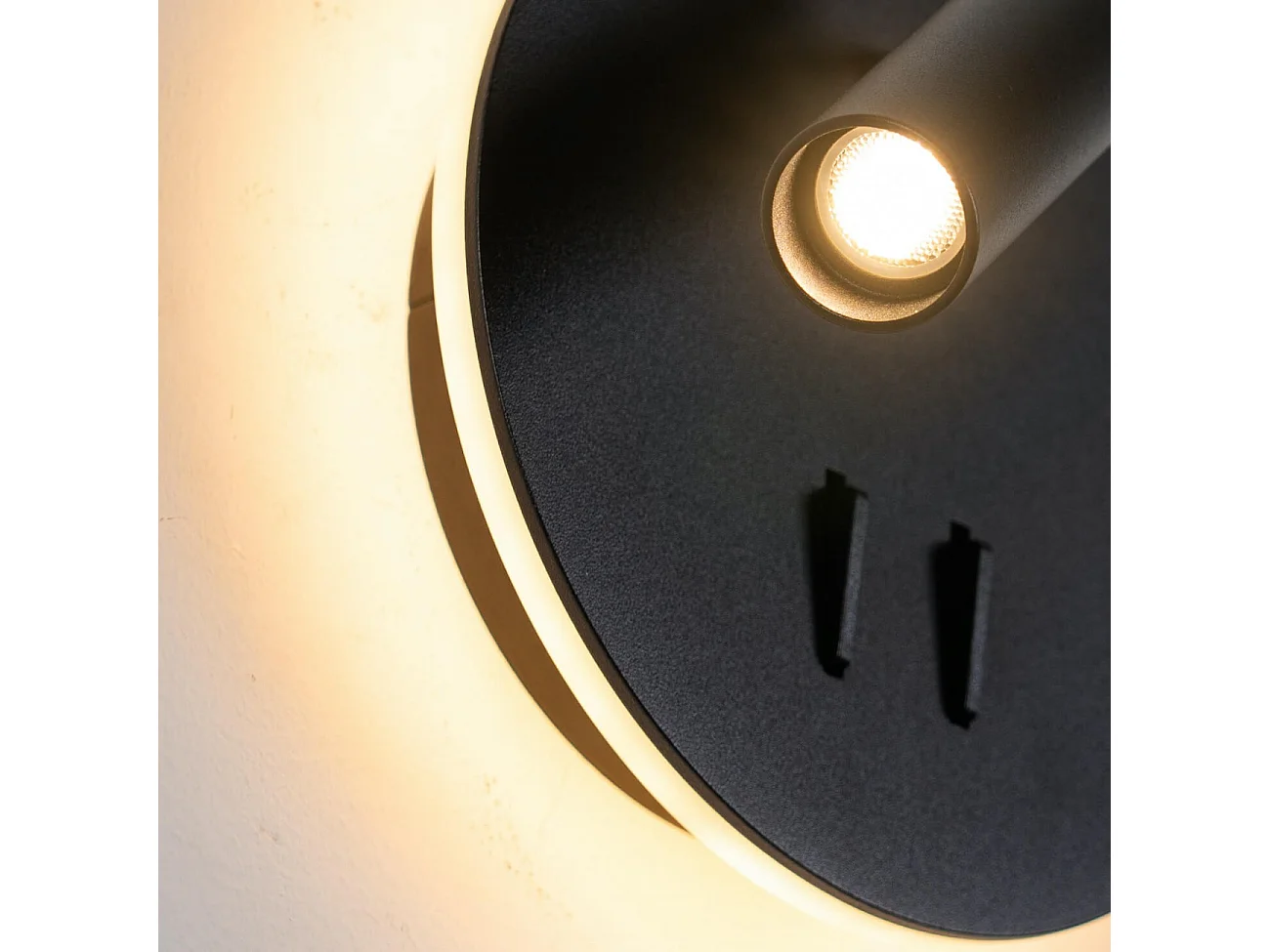 Liseuse tendance double LED et interrupteur - noir - Bilbao