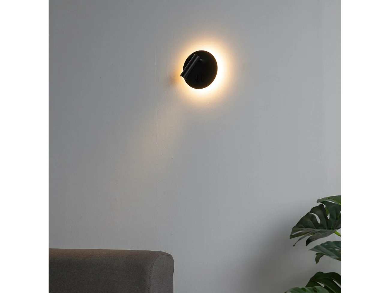 Liseuse tendance double LED et interrupteur - noir - Bilbao