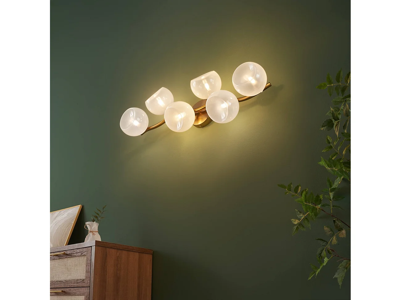 Applique murale multi abat-jours blancs brillant sur vague doré - Isalina