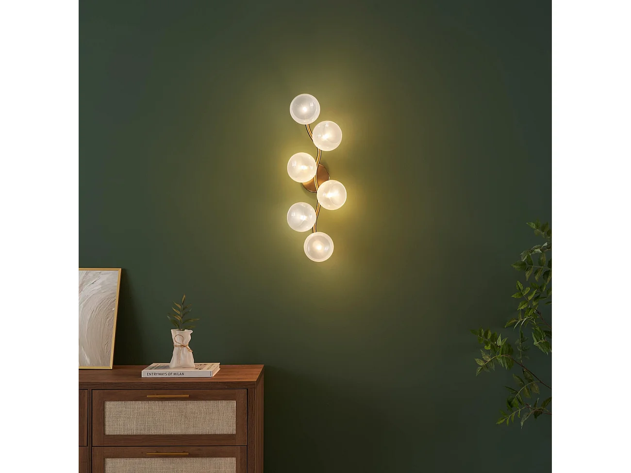 Applique murale multi abat-jours blancs brillant sur vague doré - Isalina