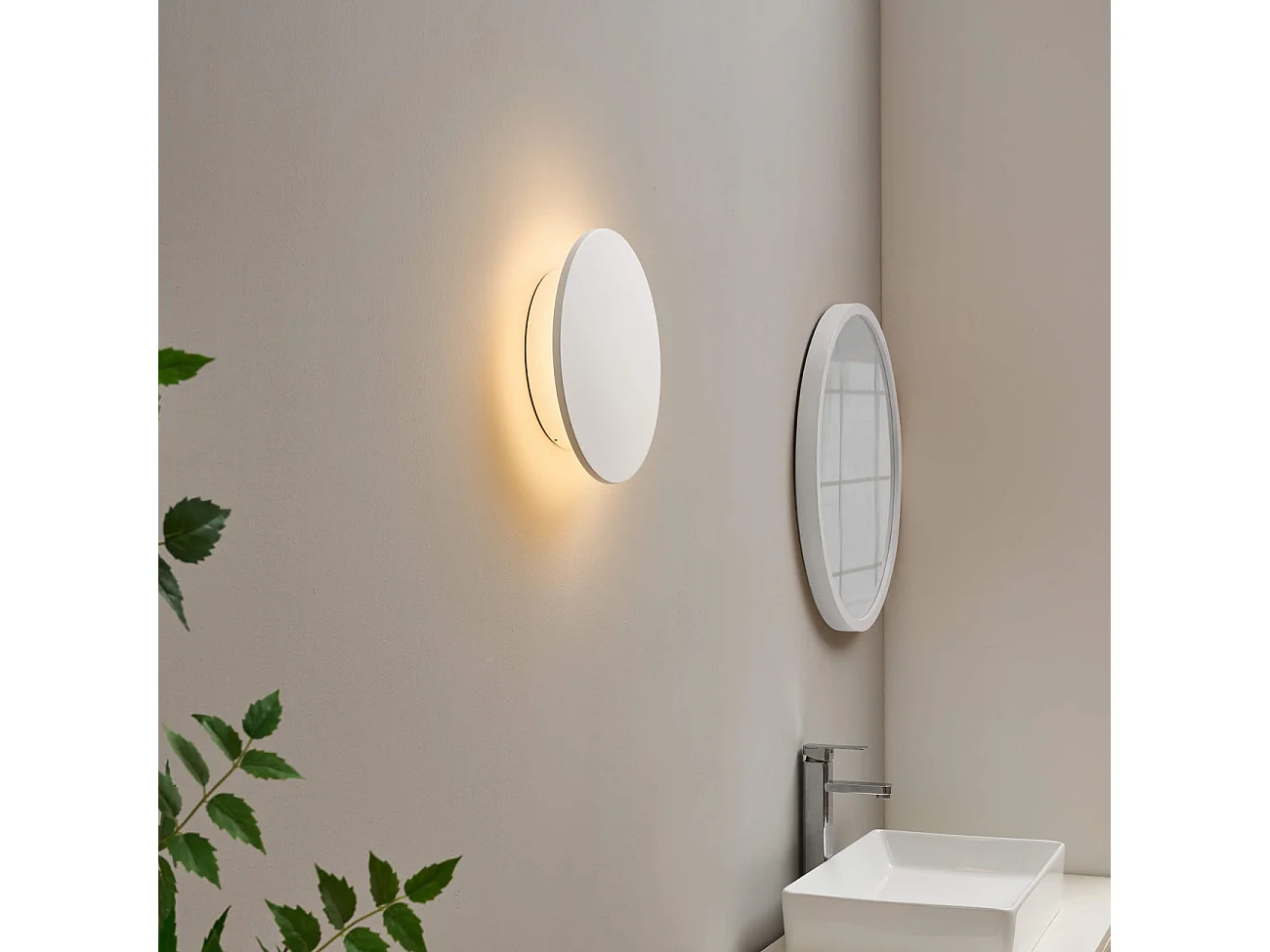Grand éclairage mural blanc moderne LED 30 cm IP54 - Lunar