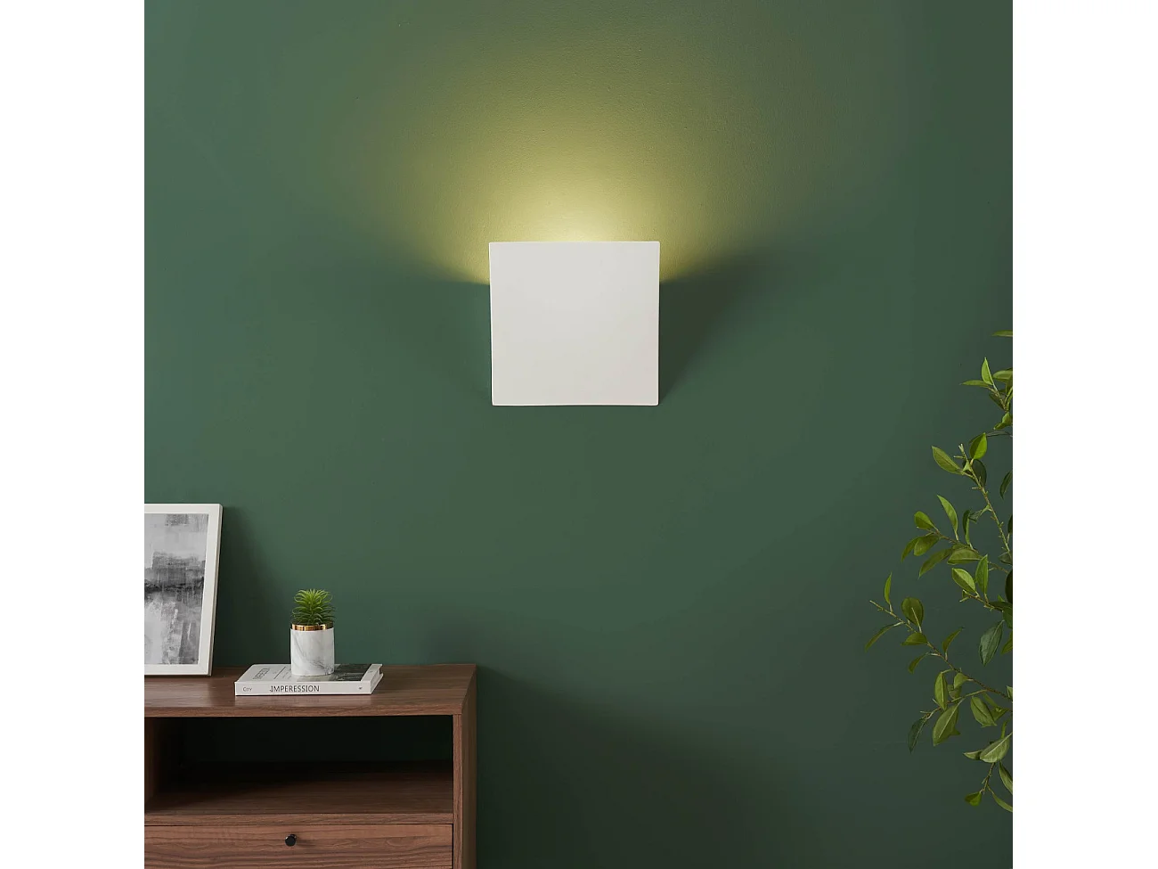 Applique blanche carré incliné en gypse - Norys