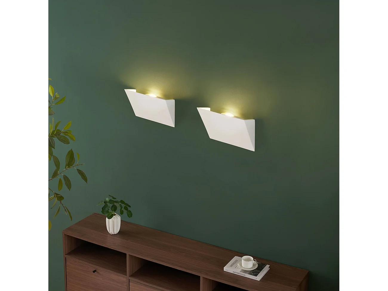 Applique blanche carré incliné en gypse - Norys