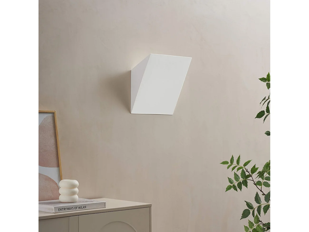 Applique blanche carré incliné en gypse - Norys