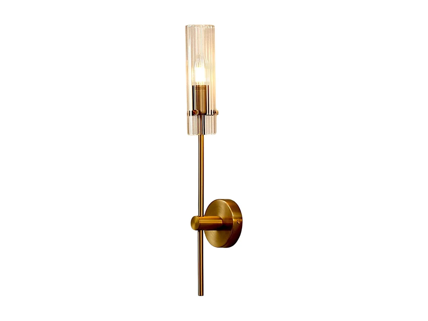Grande applique support doré et tube en verre transparent - Sérénia