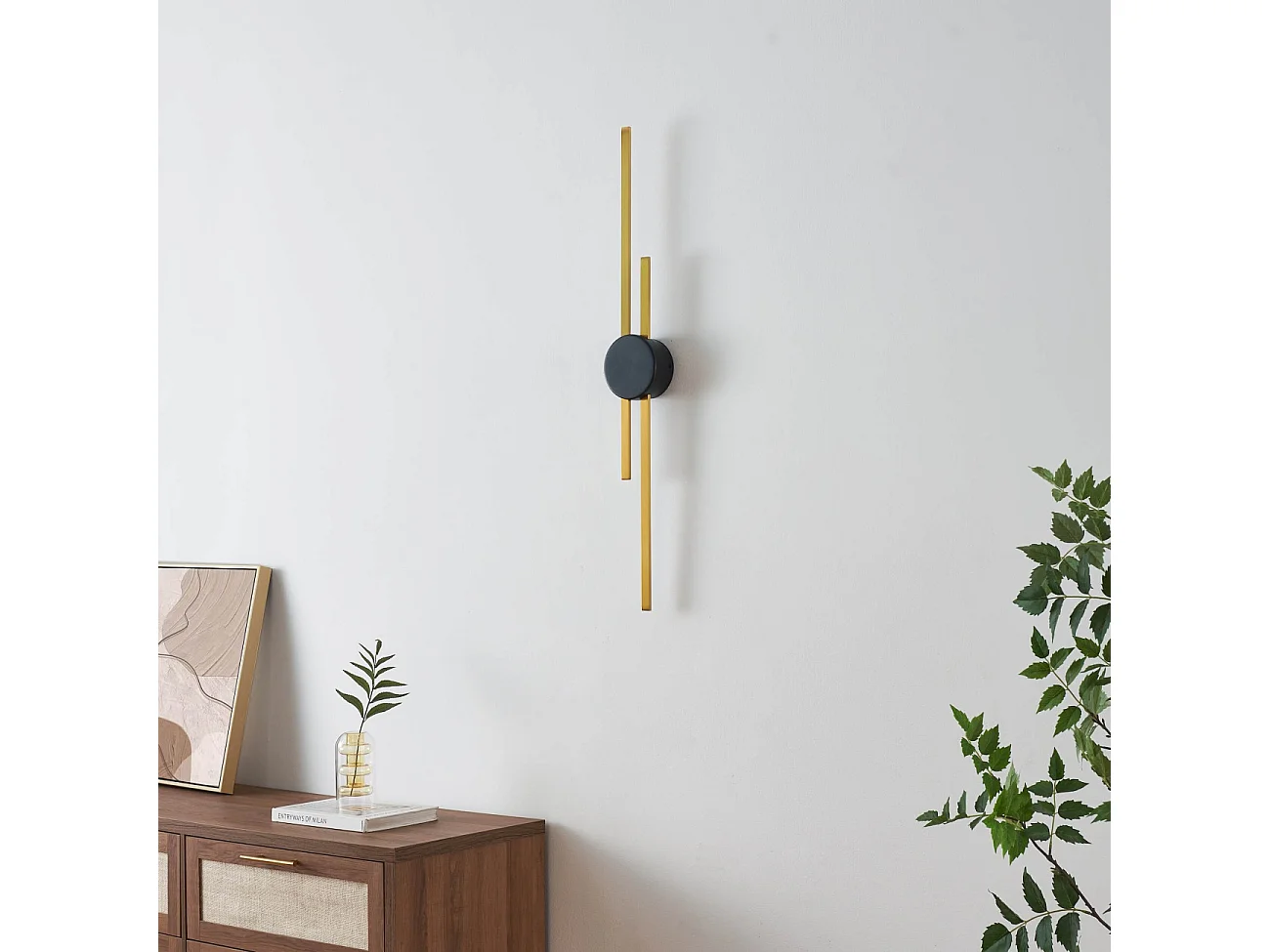 Grande applique laiton socle noir aux lignes épurées 89 cm - Pia