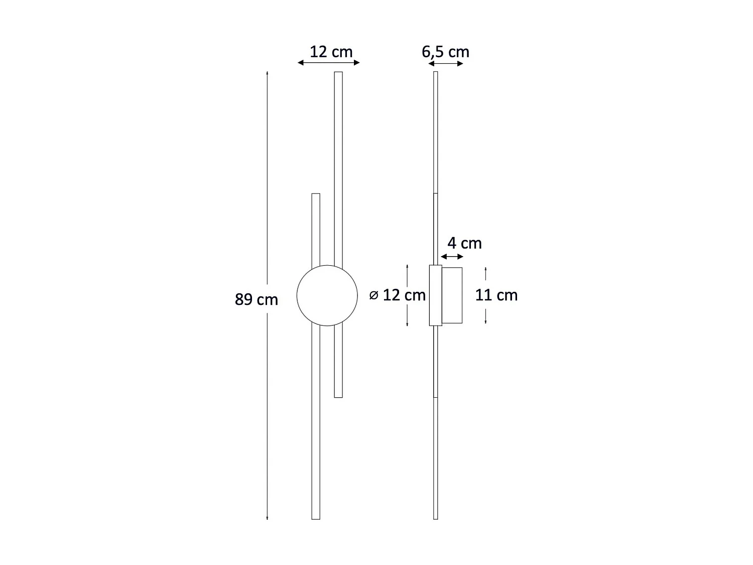 Grande applique laiton socle noir aux lignes épurées 89 cm - Pia