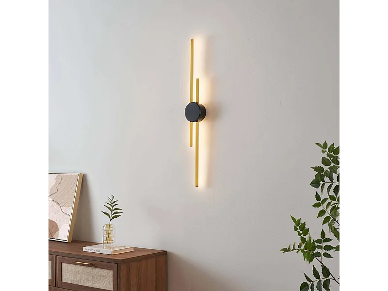 Grande applique laiton socle noir aux lignes épurées 89 cm - Pia