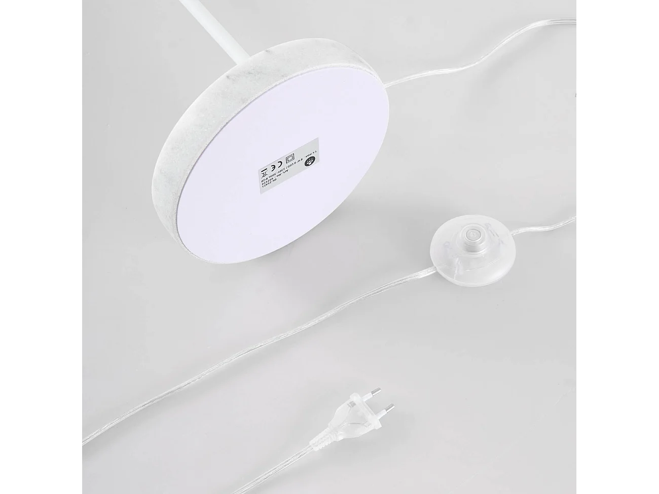 Lampadaire blanc liseuse conique et socle en marbre - Holen