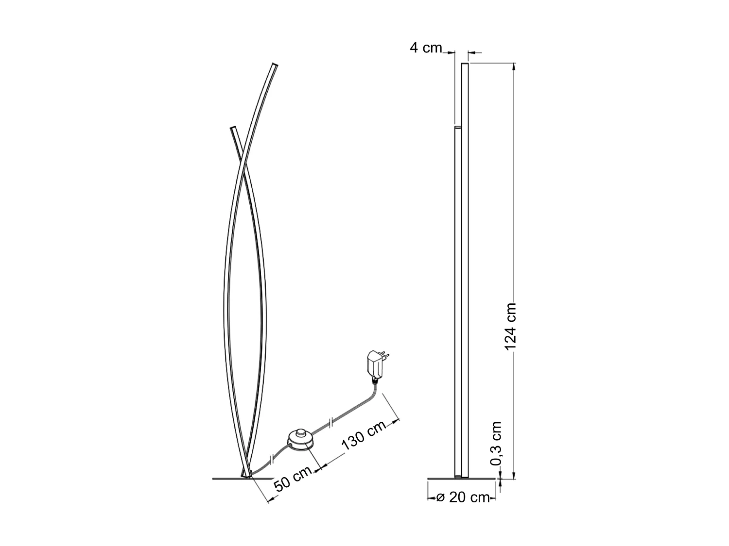 Lampadaire noir dimmable avec bras LED entrelacés - Elzo