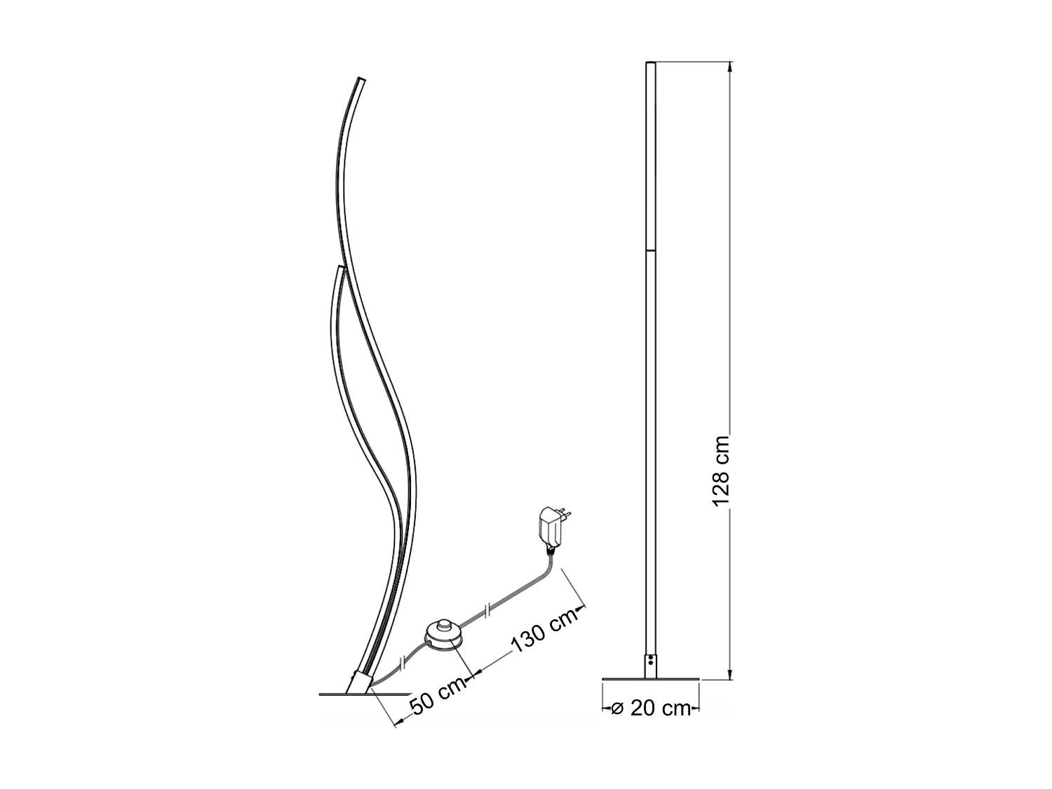 Lampadaire LED noir aux lignes ondulées dimmable - Ysoria