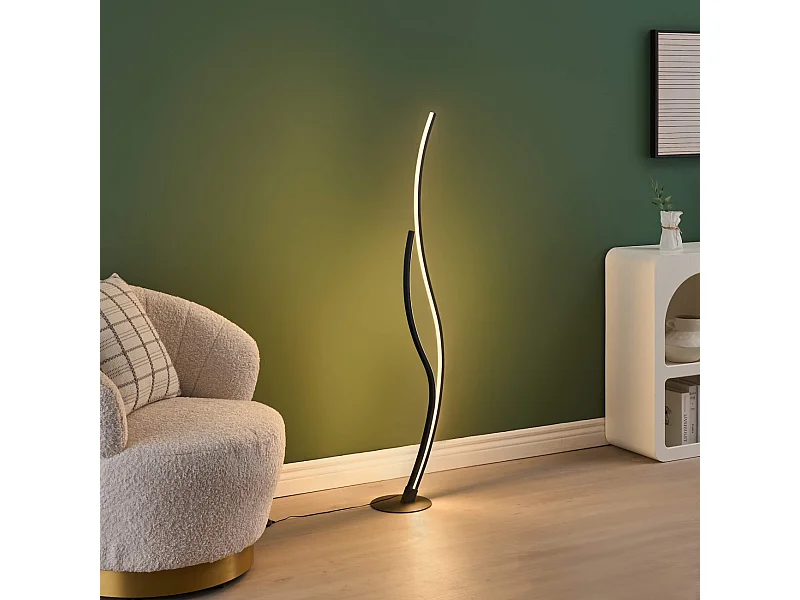 Lampadaire LED noir aux lignes ondulées dimmable - Ysoria