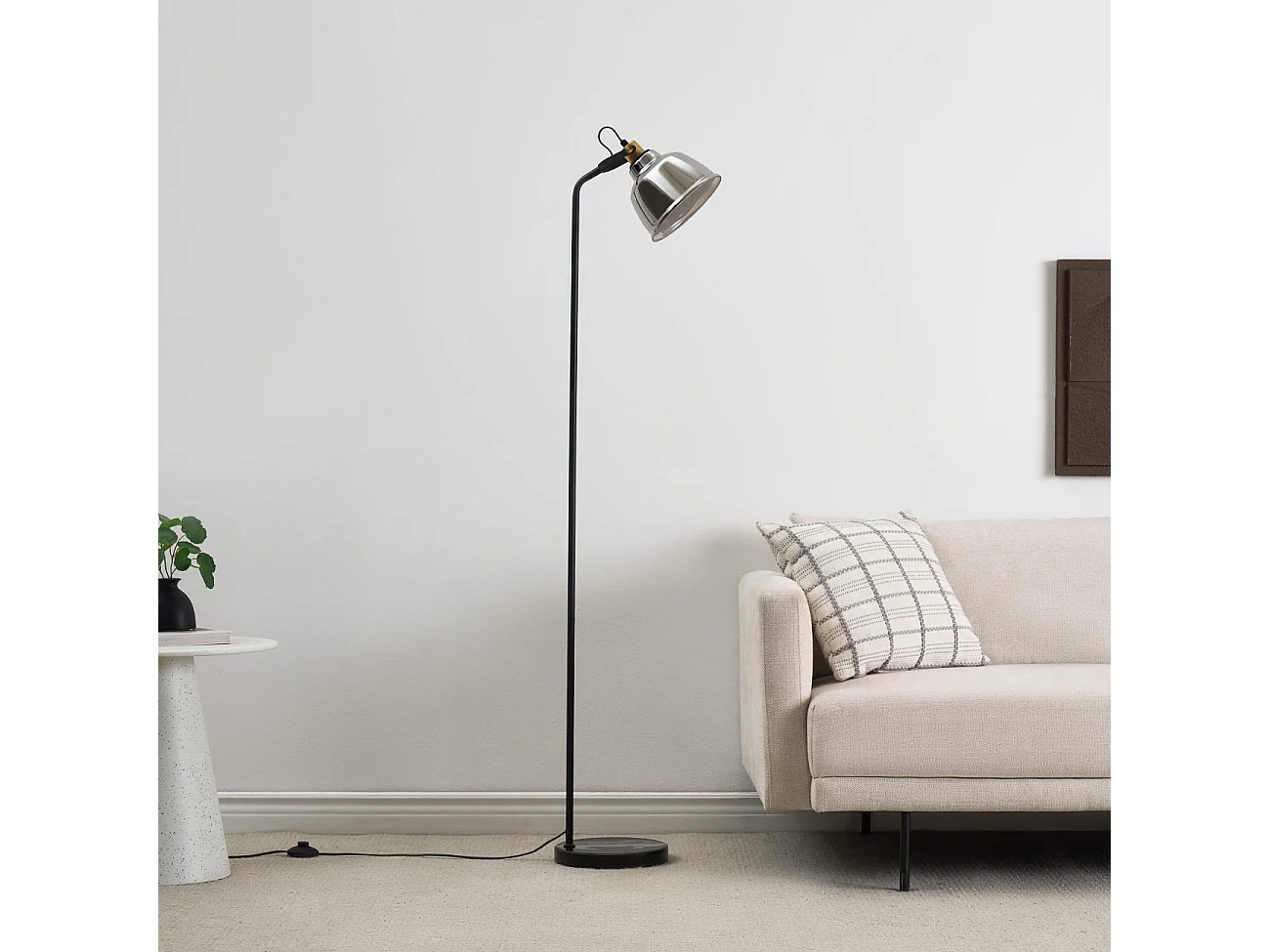 Lampadaire industriel noir verre fumé style atelier vintage - Linz