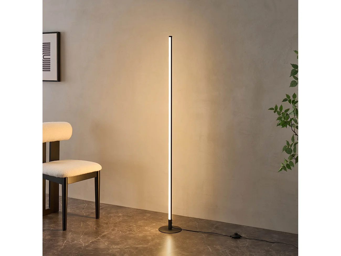 Lampadaire noir design LED minimaliste variateur intégré - Sloane