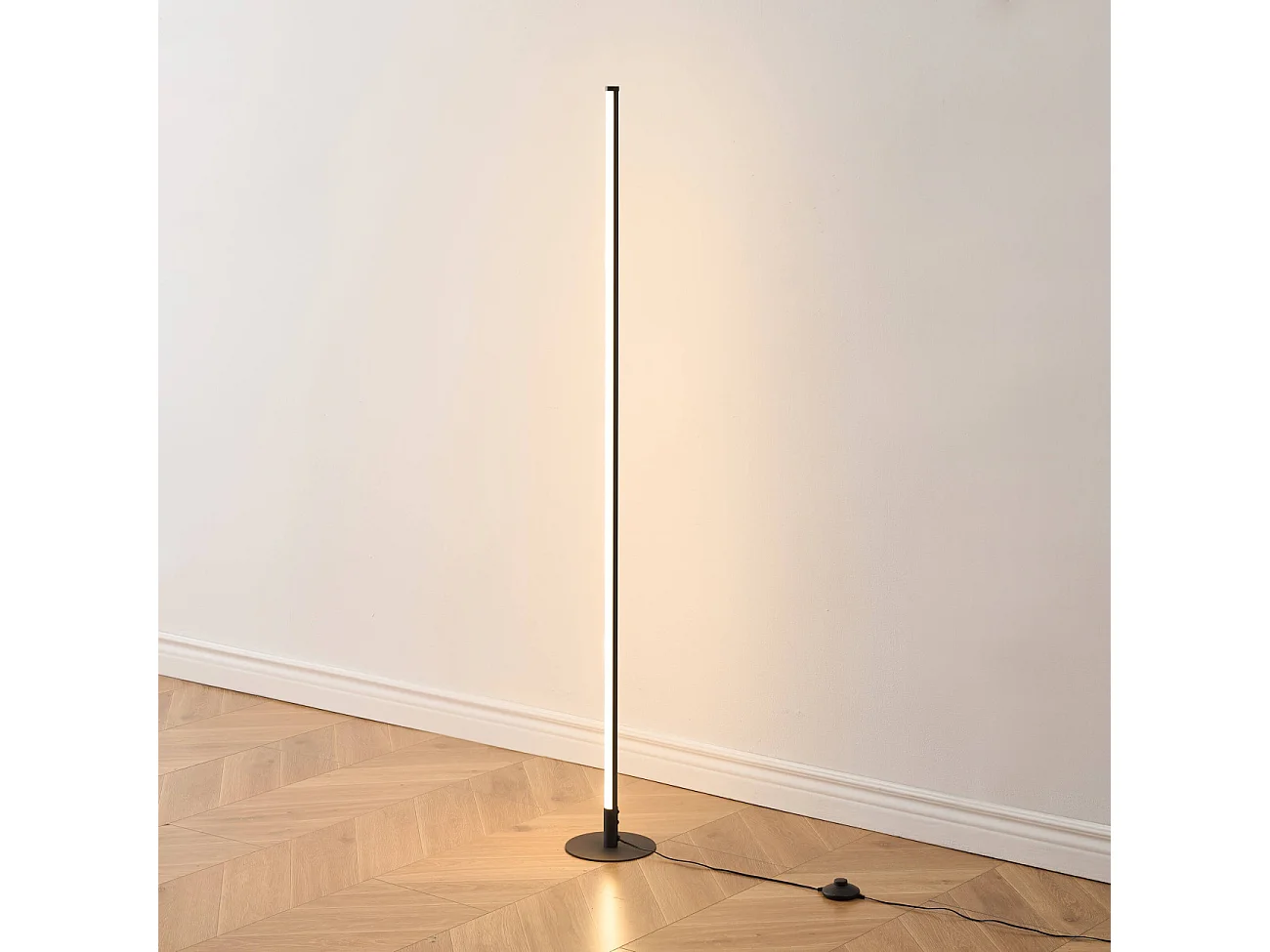 Lampadaire noir design LED minimaliste variateur intégré - Sloane