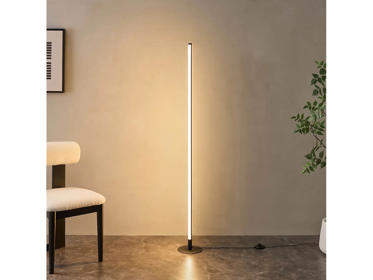 Lampadaire noir design LED minimaliste variateur intégré - Sloane