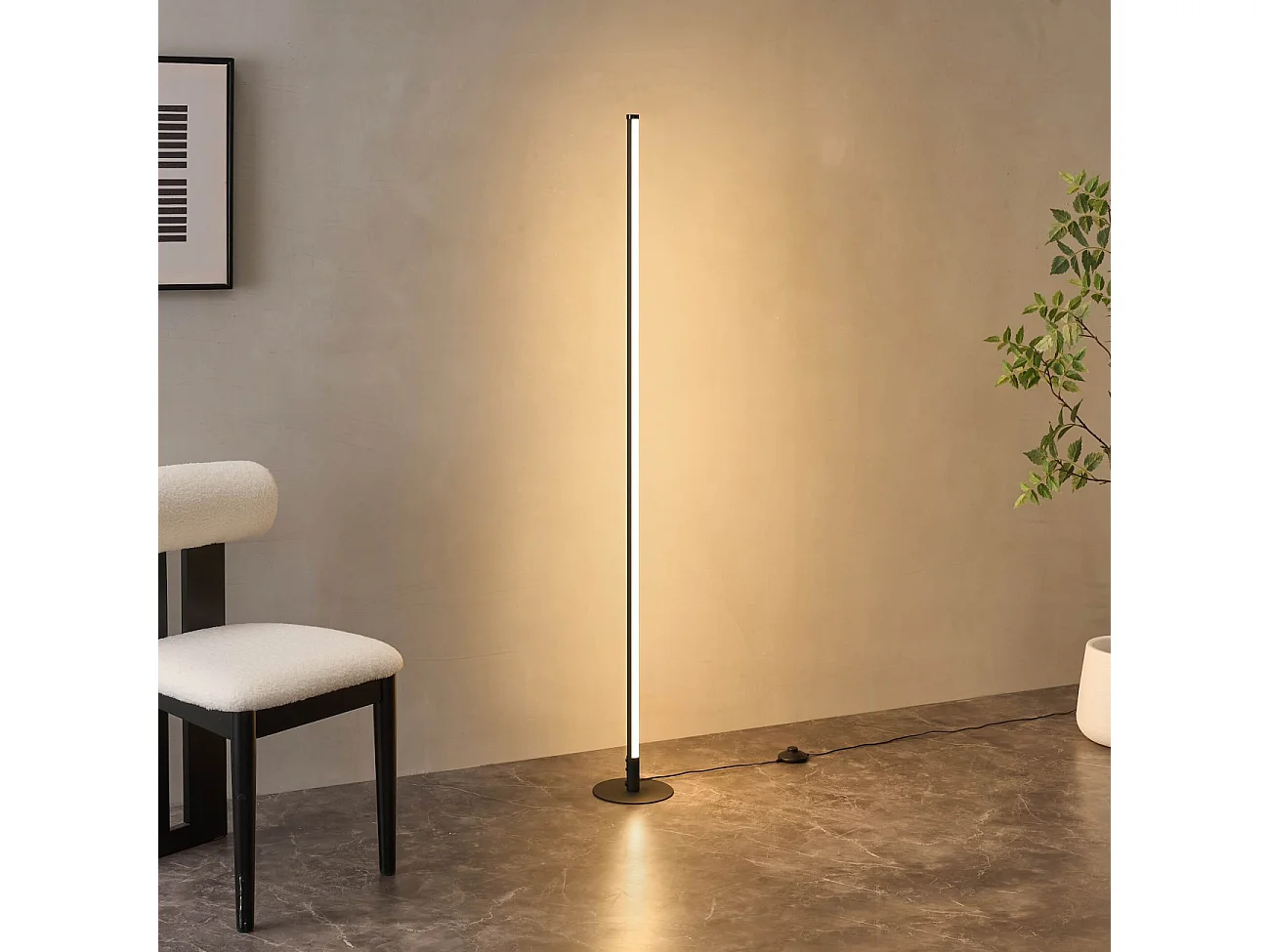 Lampadaire noir design LED minimaliste variateur intégré - Sloane