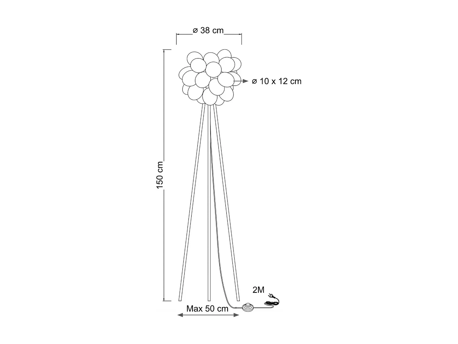Lampadaire trépied chromé verre ambré ultra décoratif  - Bartali