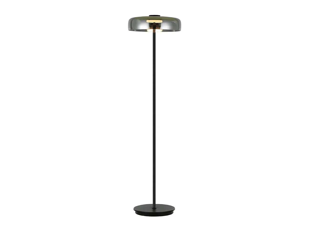 Lampadaire noir verre fumé contemporain 165 cm - Riccardo