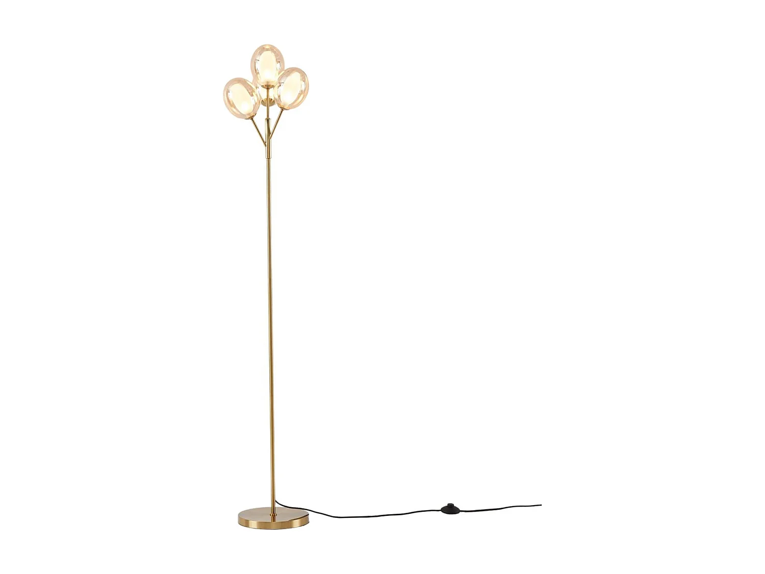 Lampadaire doré grappe de quatre verres doublé 165 cm - Seryn