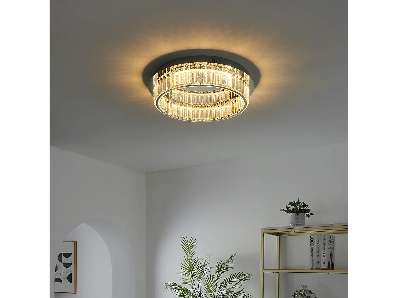 Élégant plafonnier pampilles de cristal - Pezzati