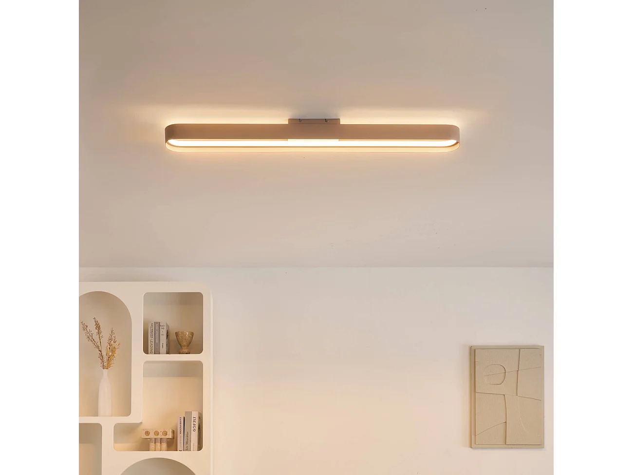 Éclairage linéaire beige LED dimmable 115 cm - Oswin