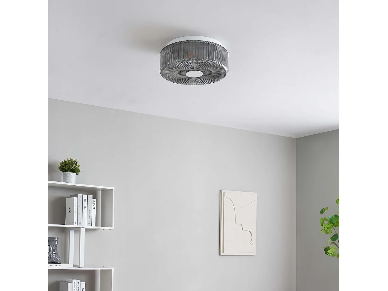 Petit plafonnier spot fumé ou applique avec verre texturé  - Paolina