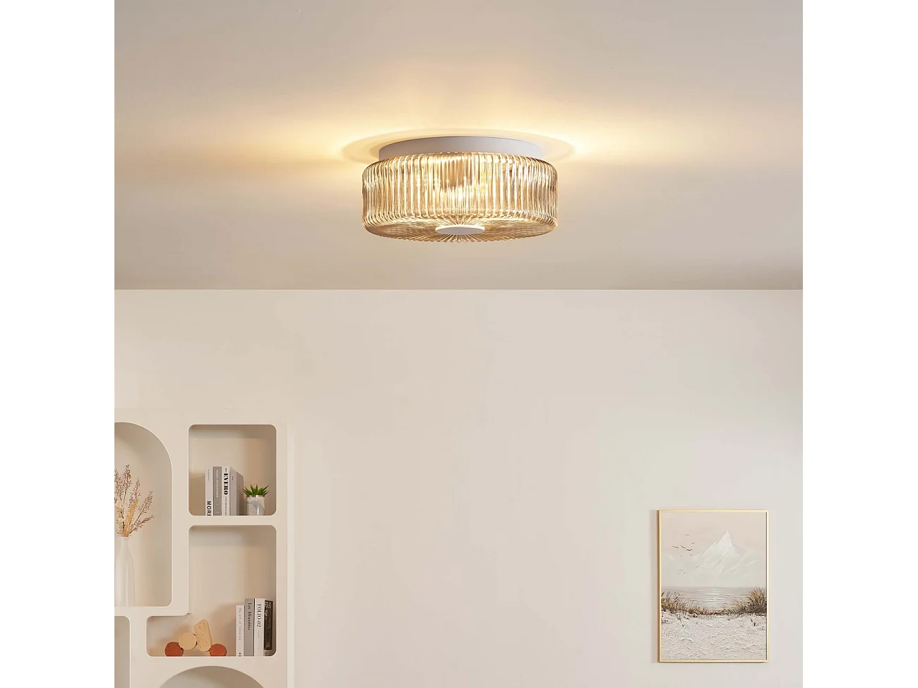 Petit plafonnier spot fumé ou applique avec verre texturé  - Paolina