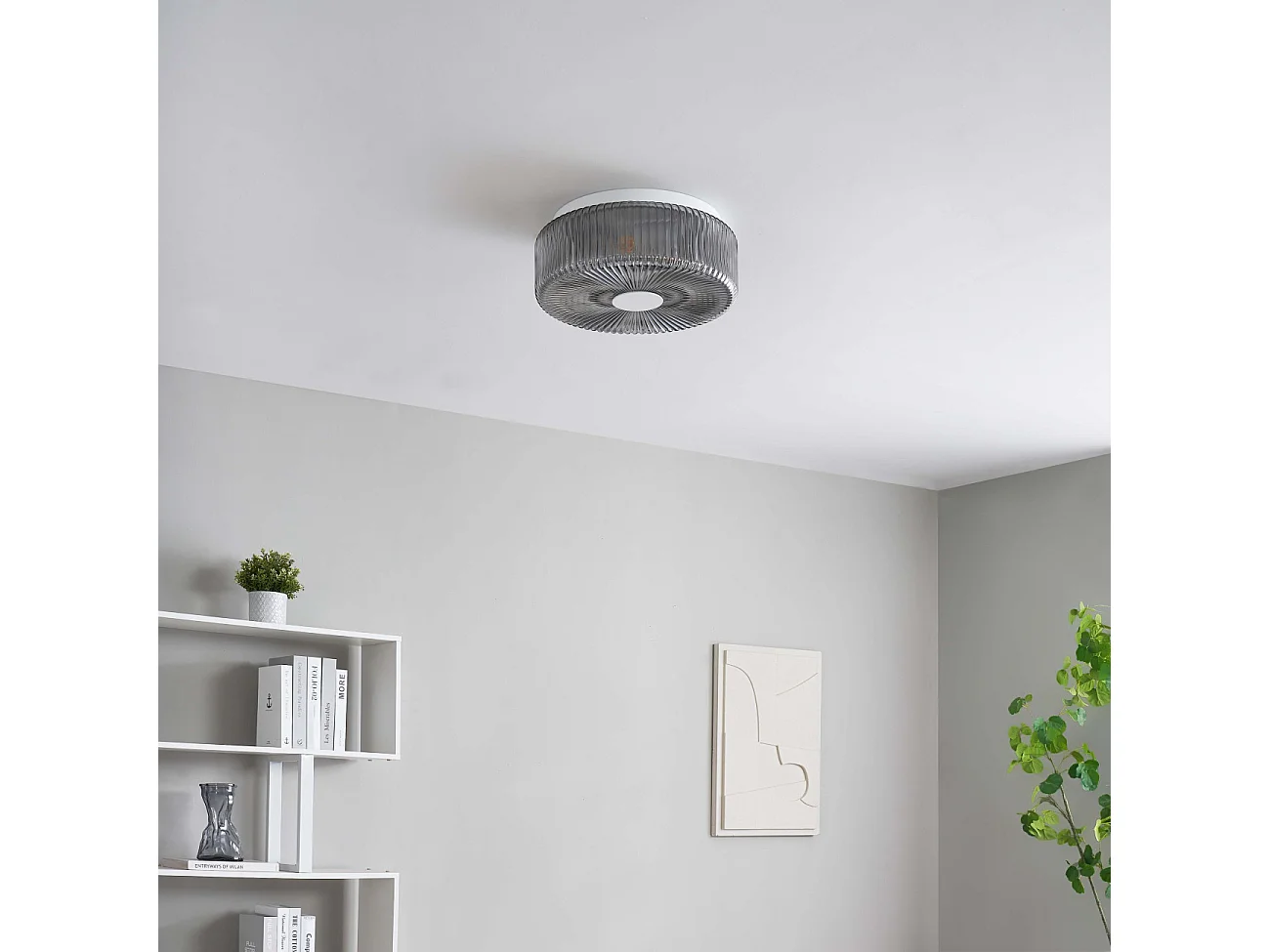 Petit plafonnier spot fumé ou applique avec verre texturé  - Paolina