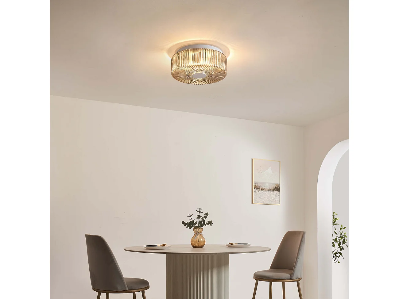 Petit plafonnier spot fumé ou applique avec verre texturé  - Paolina