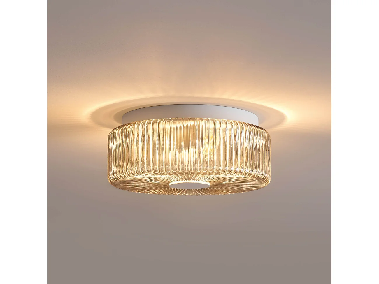 Petit plafonnier spot fumé ou applique avec verre texturé  - Paolina