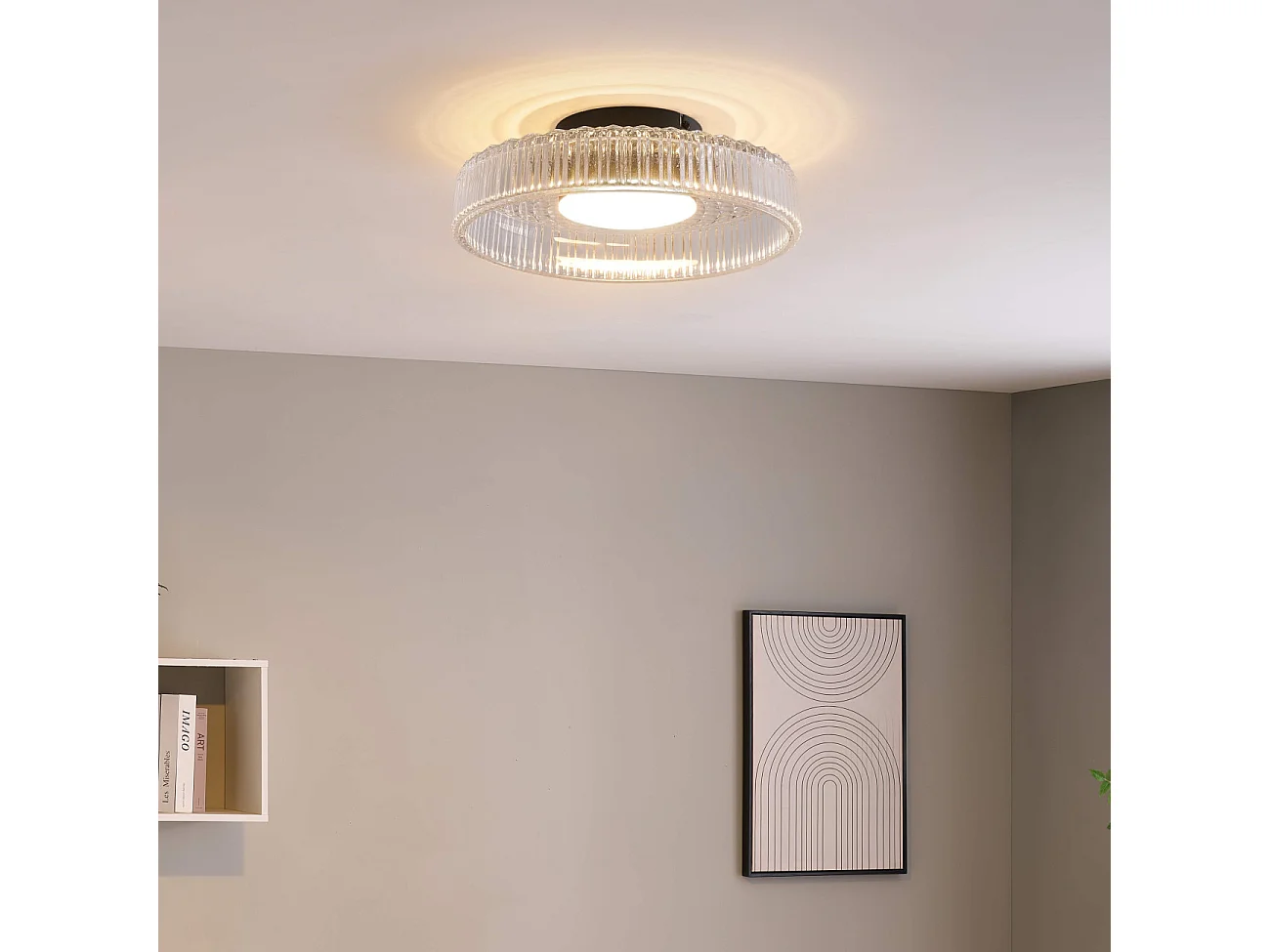 Plafonnier ou applique verre transparent et cannelé - Damian