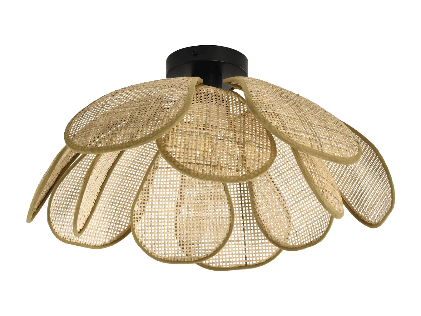 Plafonnier naturel en rotin avec une jolie forme florale 50 cm - Mariella