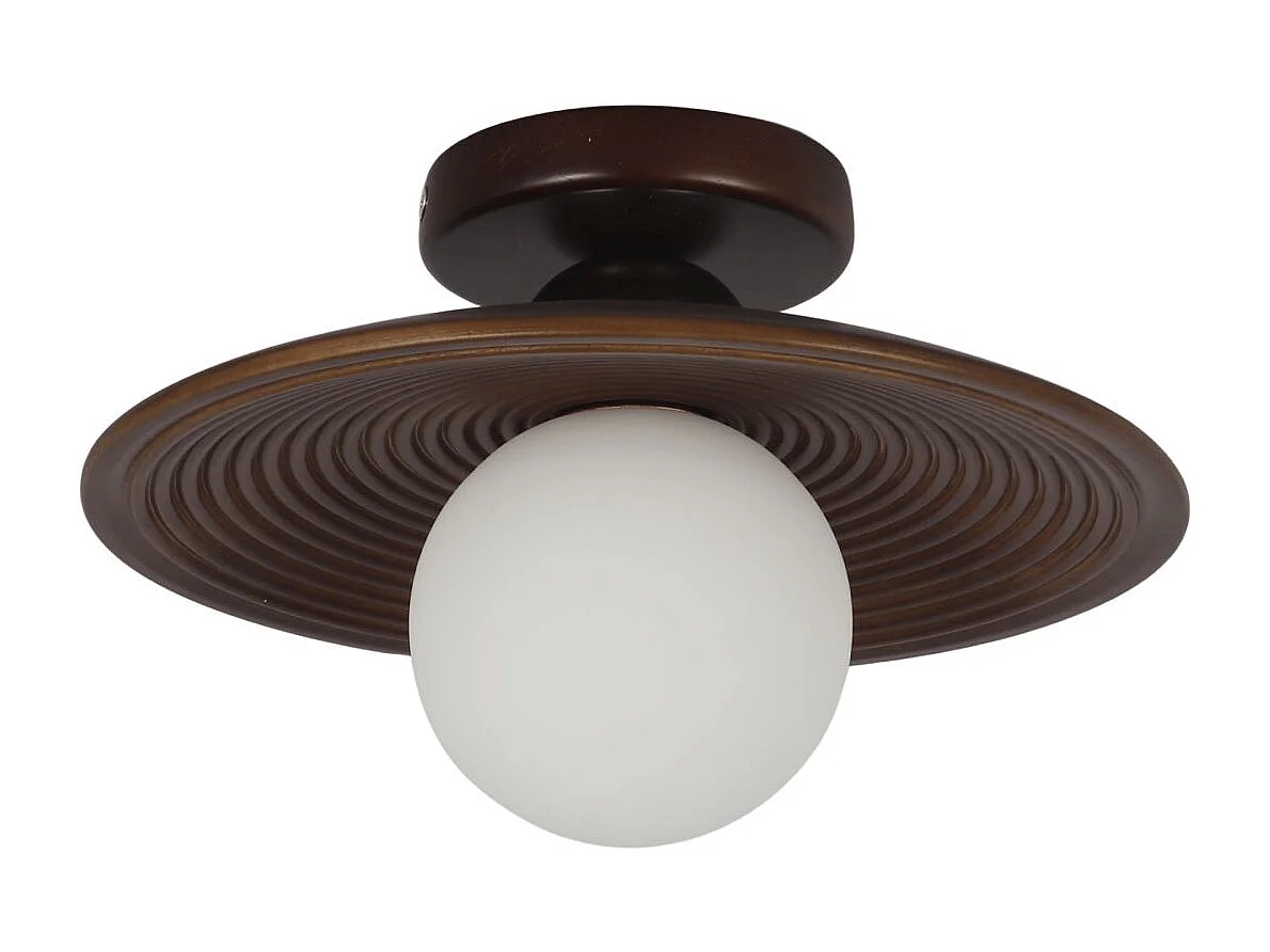 Éclairage moderne en bois de noyer et verre blanc - Thalan