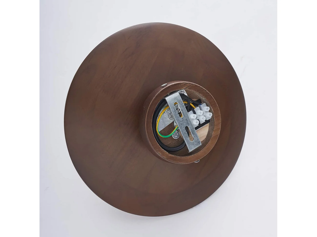 Éclairage moderne en bois de noyer et verre blanc - Thalan