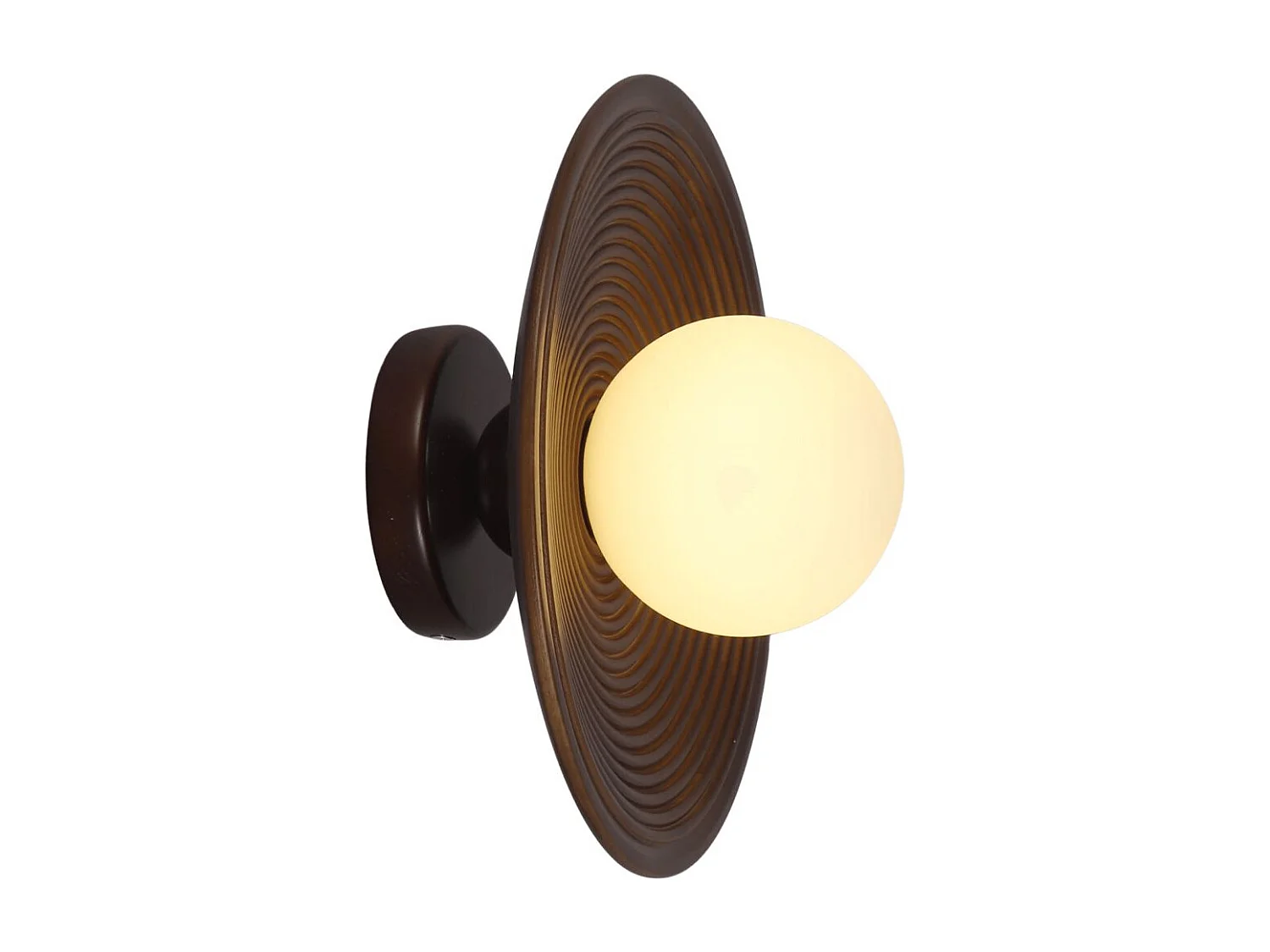 Éclairage moderne en bois de noyer et verre blanc - Thalan