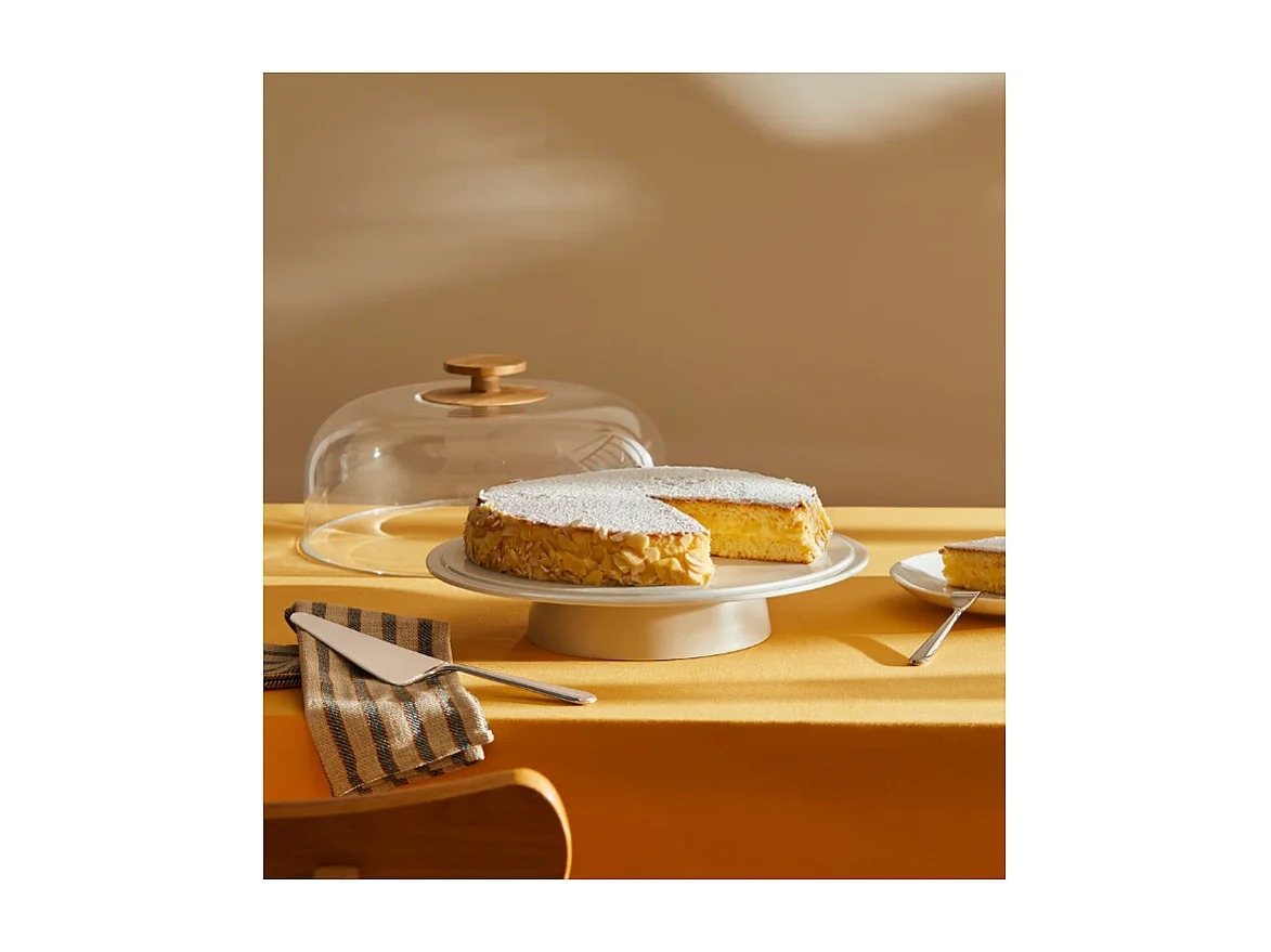 Mattina, présentoir à gâteaux en céramique avec cloche en PMMA, Alessi