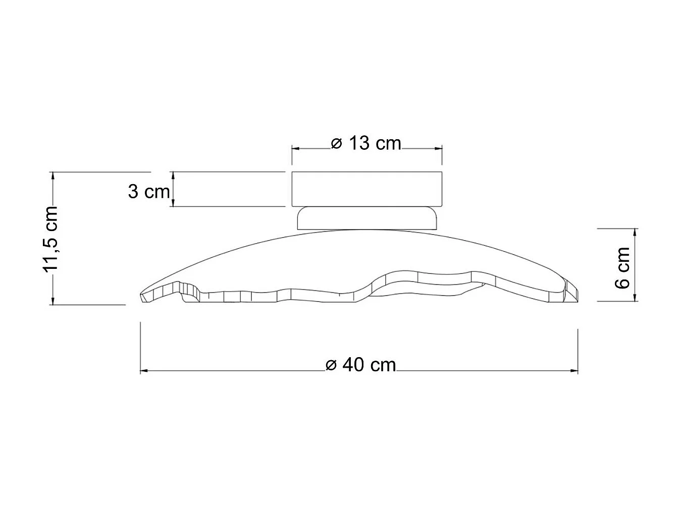 Plafonnier ou applique LED en verre ambré forme ondulée - Lioria