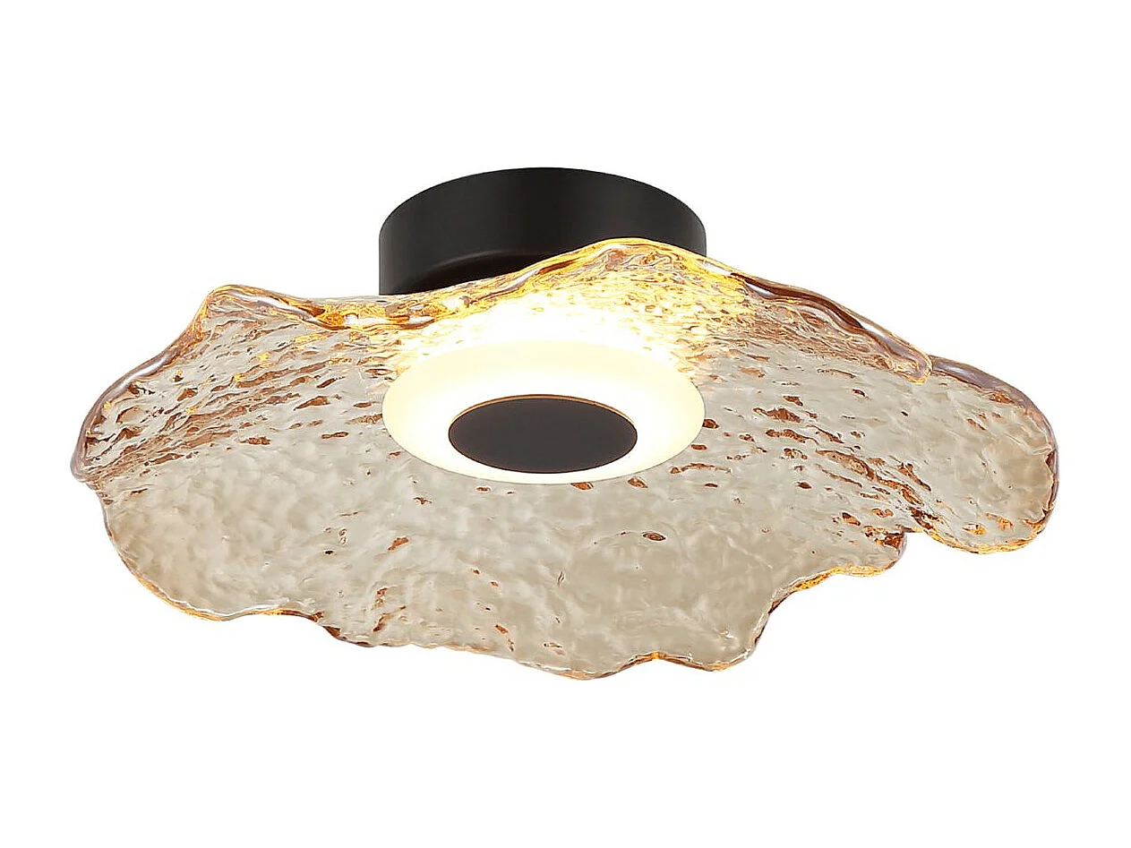Plafonnier ou applique LED en verre ambré forme ondulée - Lioria