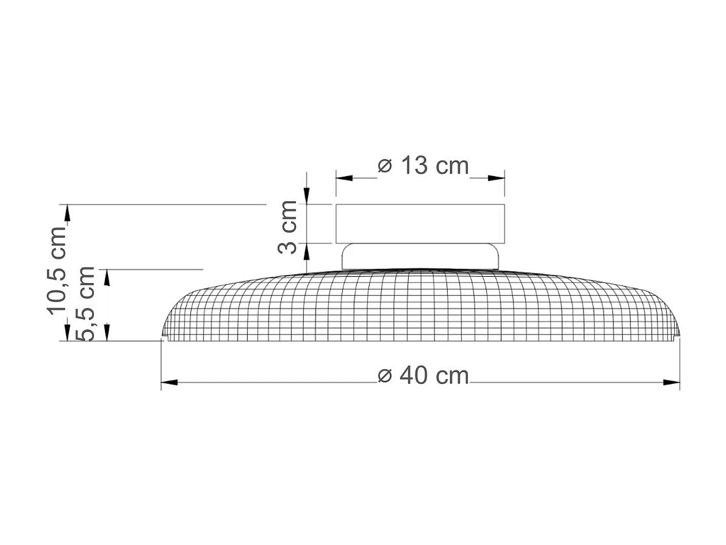 Plafonnier ou applique ronde LED verre fumé texturé et base noire  - Ossara