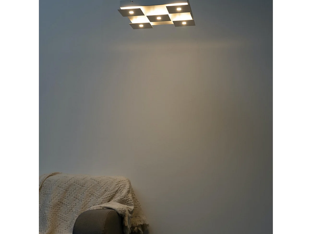 Plafonnier LED blanc carre L34 cm - Nova