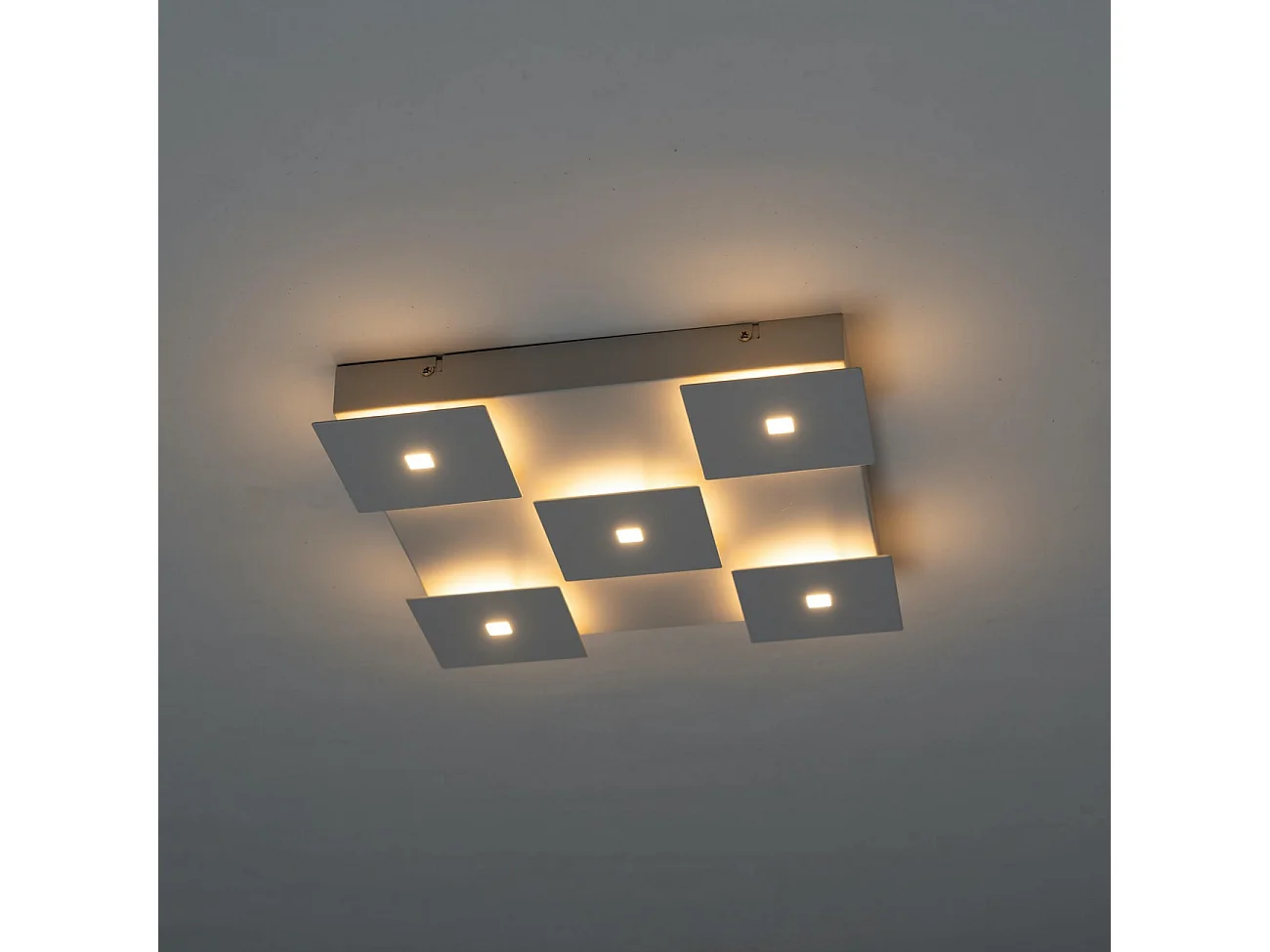 Plafonnier LED blanc carre L34 cm - Nova