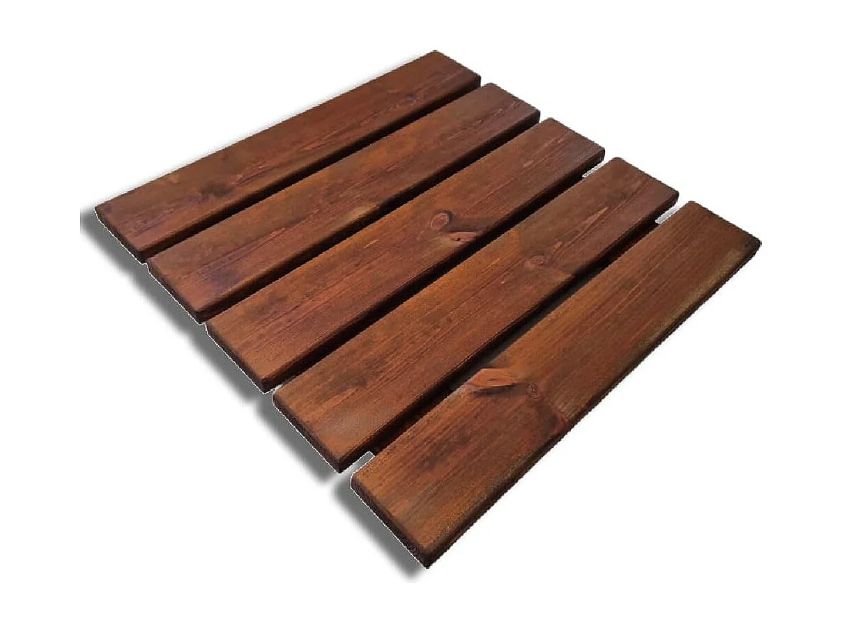 Pedana Doccia Antiscivolo 50x50 cm in Legno di Pino, Marrone Teak