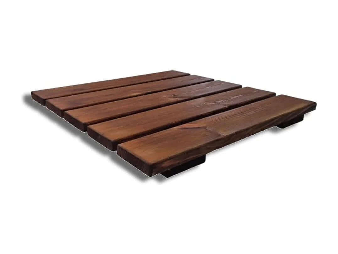 Pedana Doccia Antiscivolo 50x50 cm in Legno di Pino, Marrone Teak