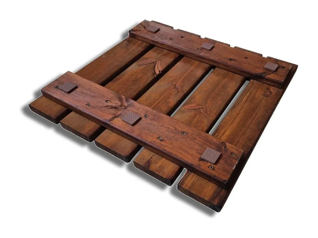 Pedana Doccia Antiscivolo 50x50 cm in Legno di Pino, Marrone Teak