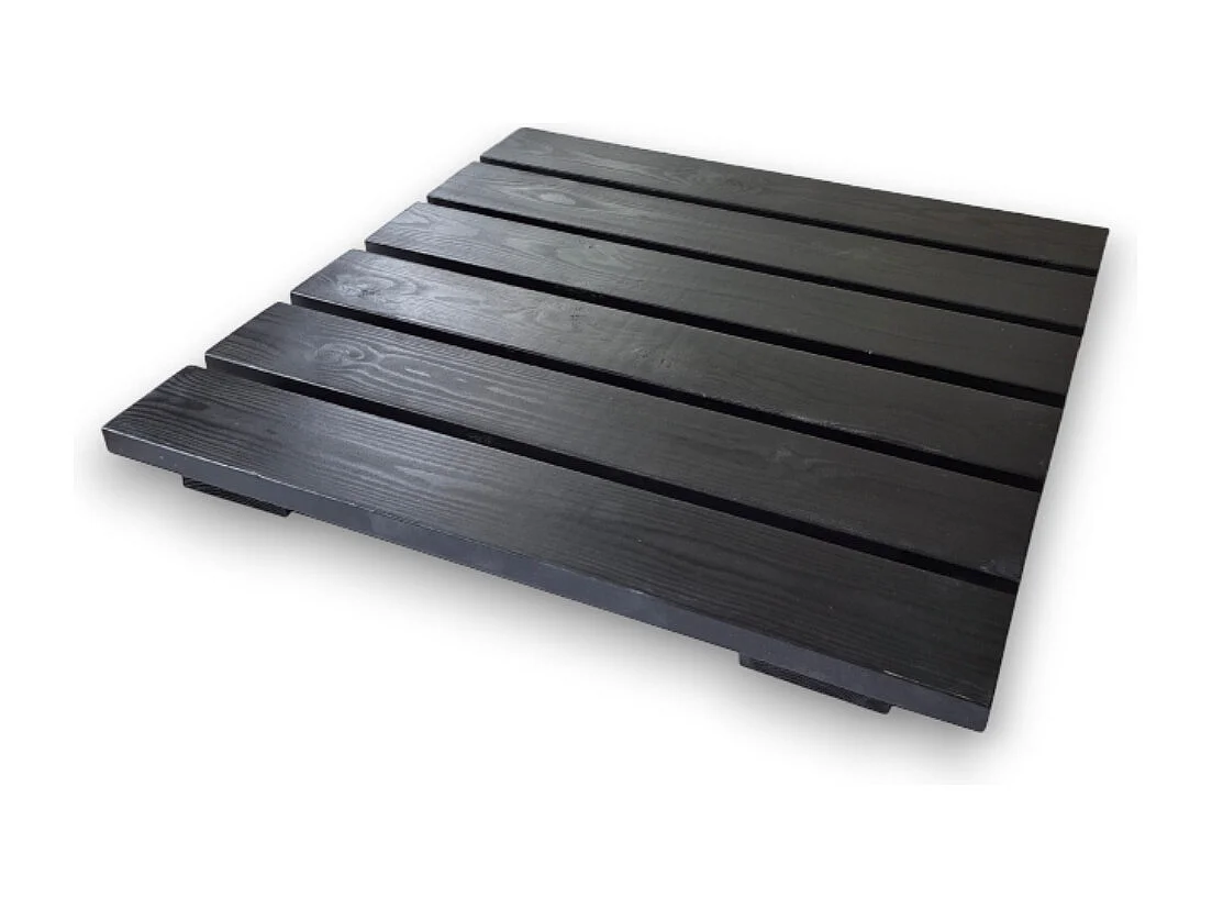 Pedana Doccia Legno Antiscivolo Sunwood 60x60 cm - Design Moderno Made in Italy - Nero Elegante