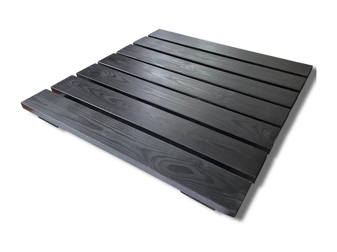 Pedana Doccia Legno Antiscivolo Sunwood 70x70 cm - Design Moderno Made in Italy - Nero Elegante