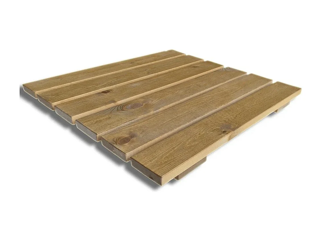 Pedana Doccia Antiscivolo 60x60 cm, in Legno Massello di Pino - Finitura Rovere Chiaro